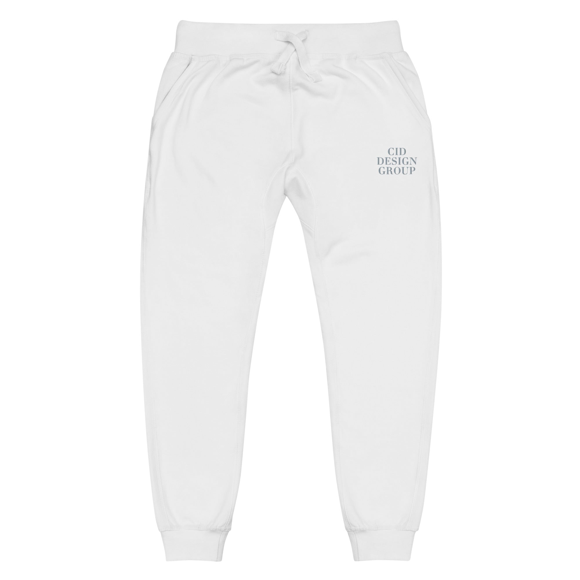 CID Unisex Embroidered Fleece Sweatpants White