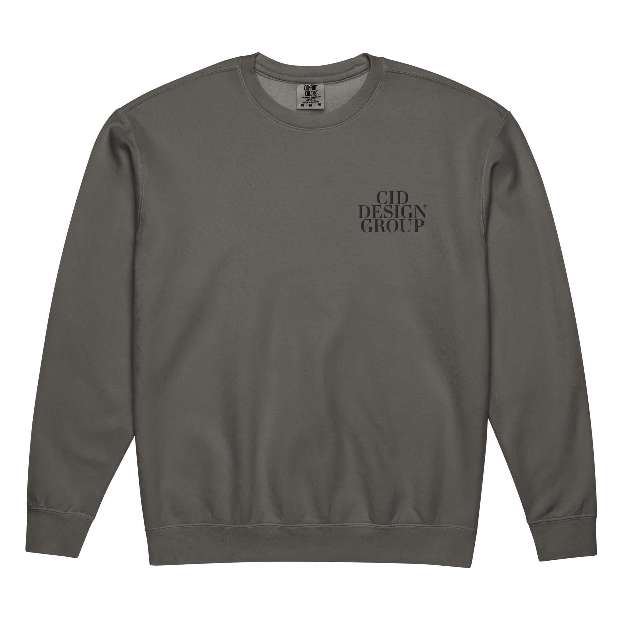 CID Unisex Embroidered Garment-Dyed Fleece Crewneck Sweatshirt Grey
