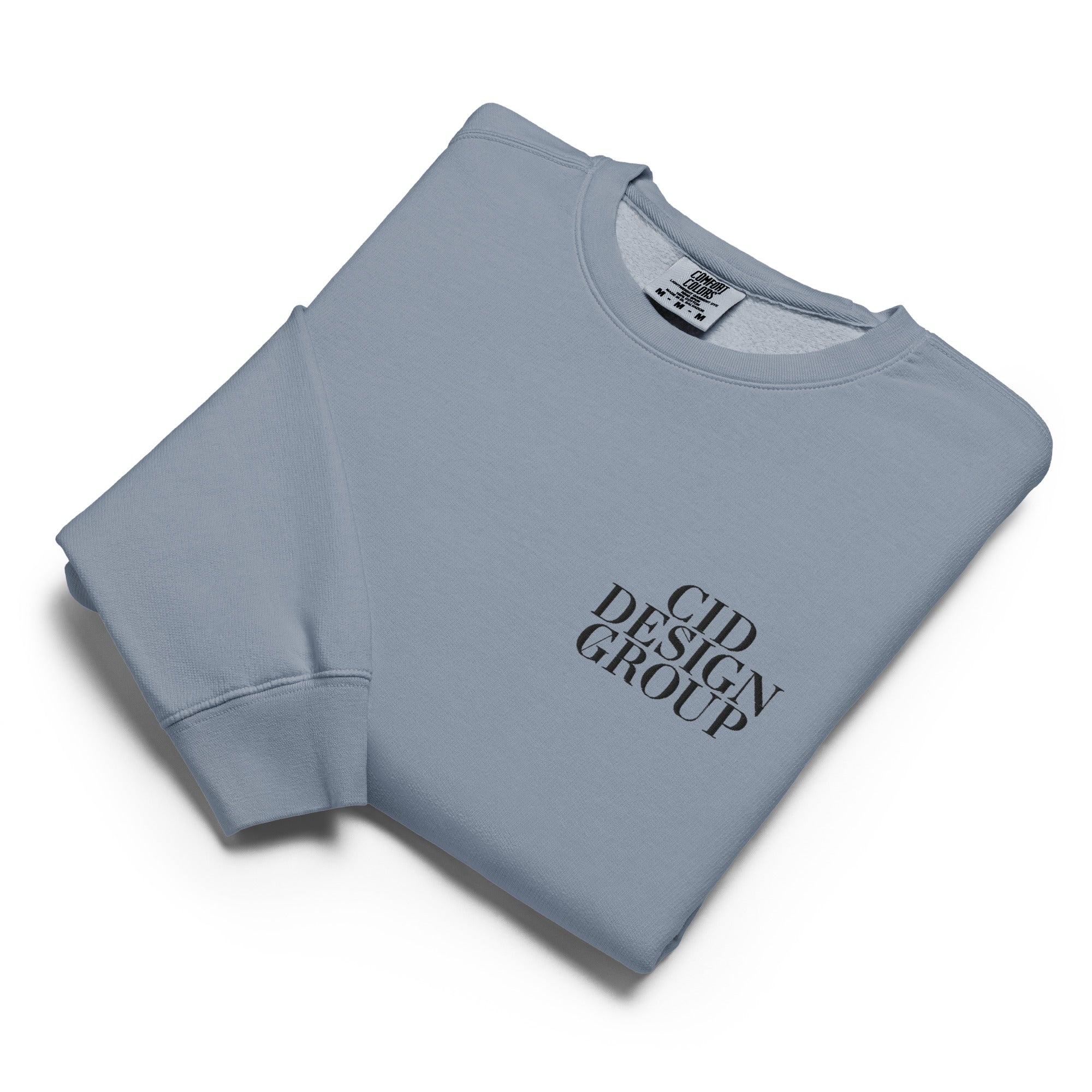 CID Unisex Embroidered Garment-Dyed Fleece Crewneck Sweatshirt Slate