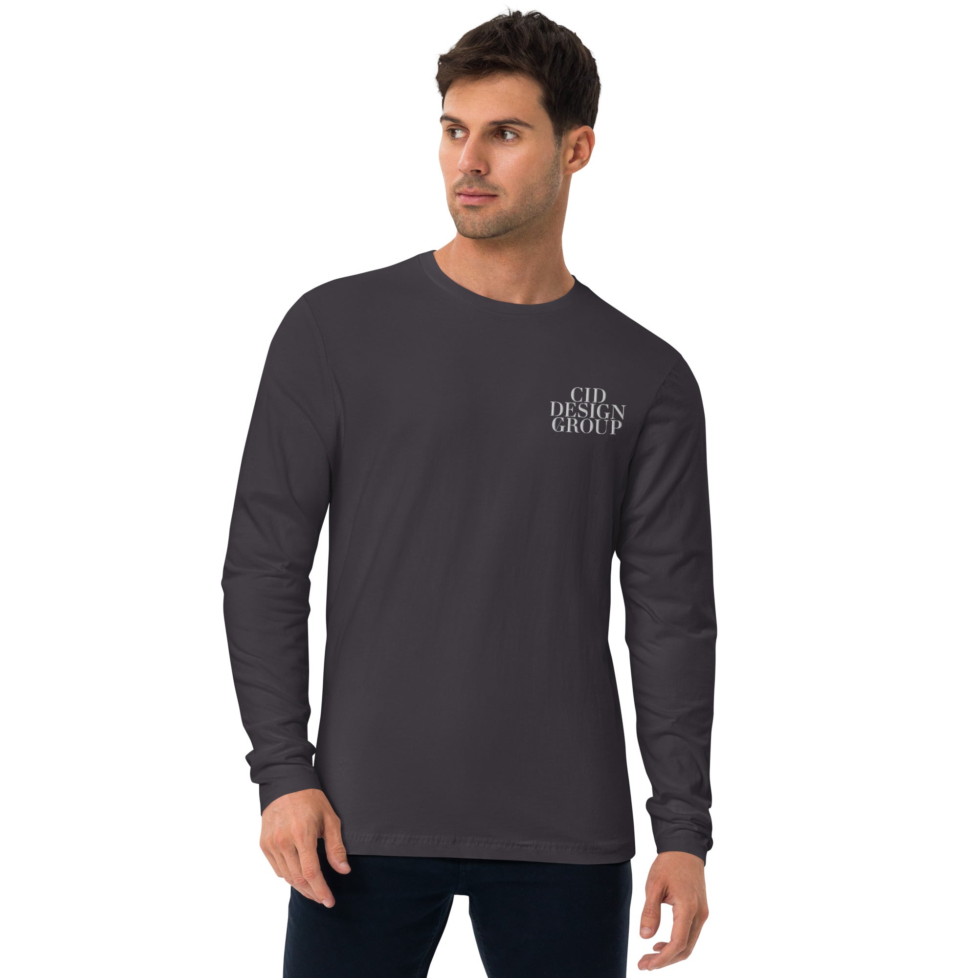 CID Men's Long Sleeve Embroidered Fitted Crew