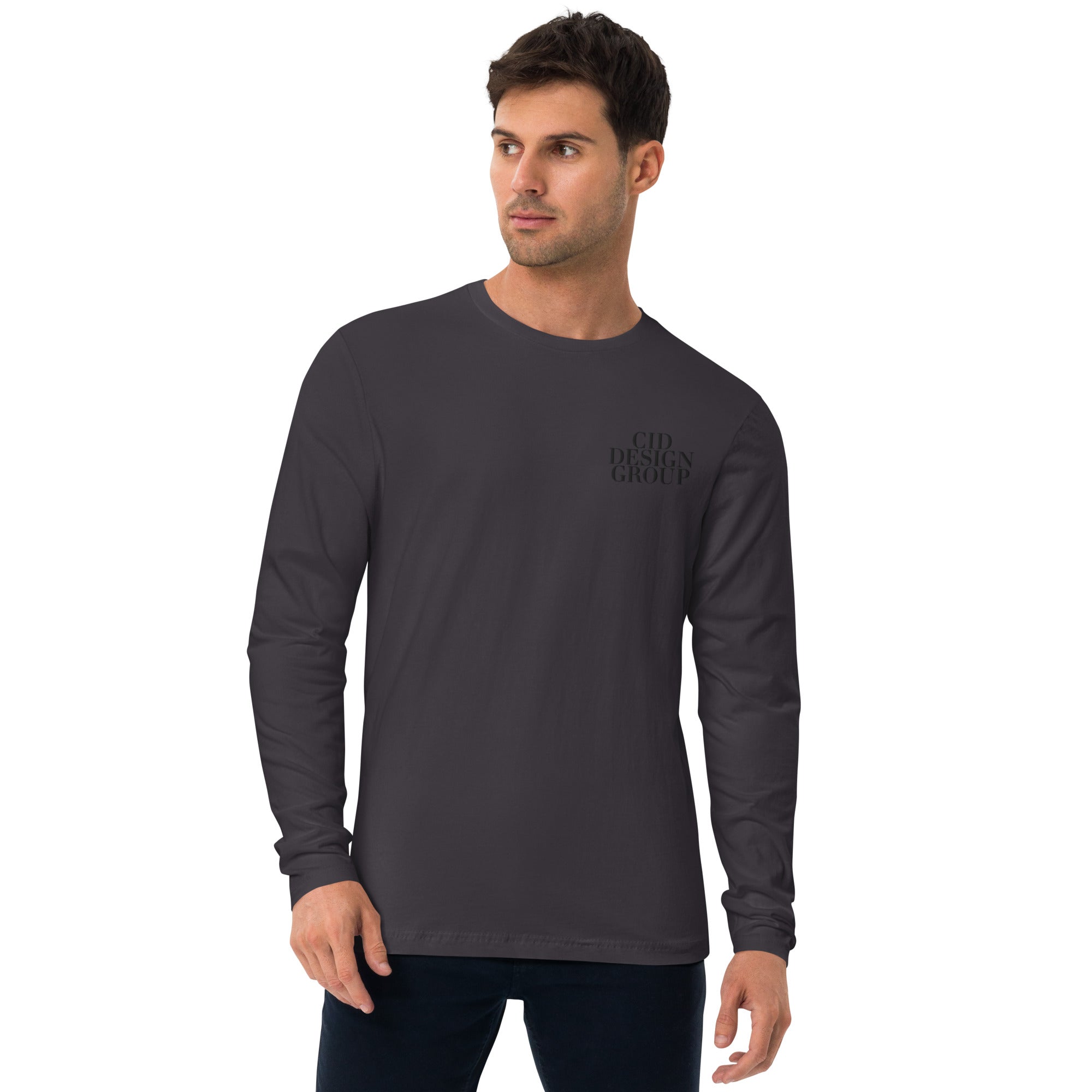 CID Men's Long Sleeve Embroidered Fitted Crew