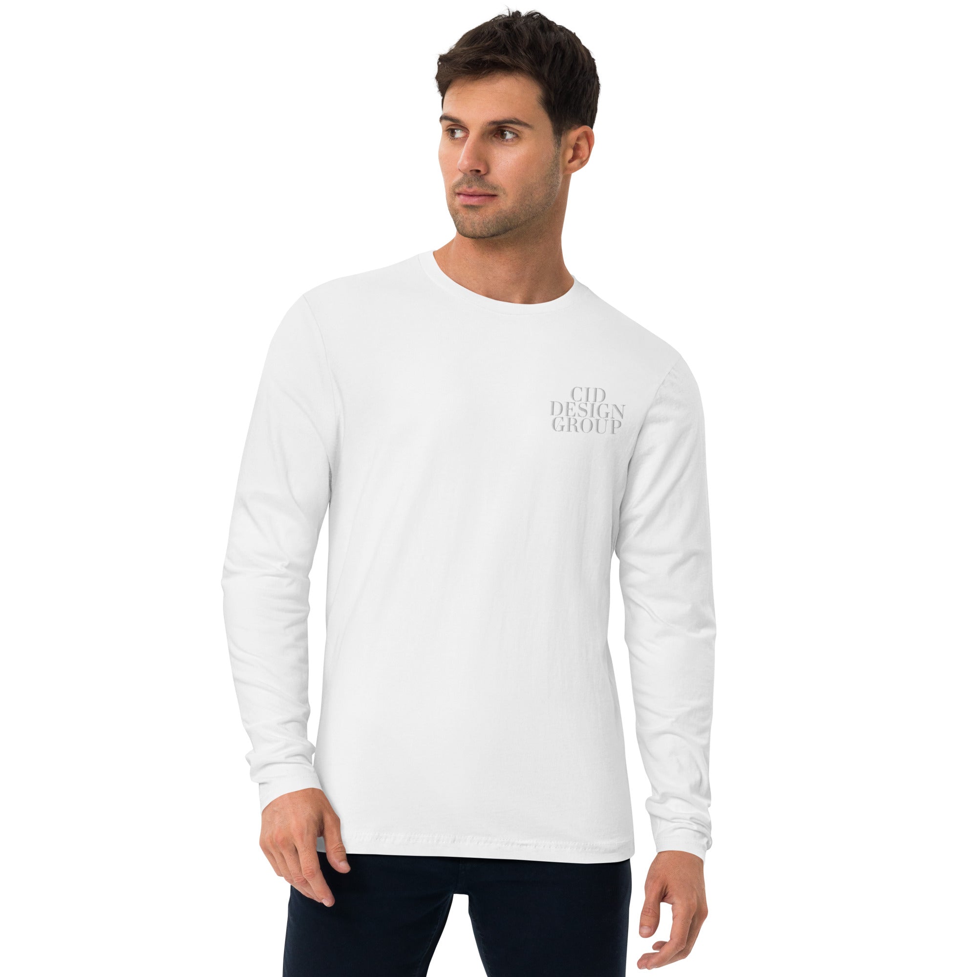 CID Men's Long Sleeve Embroidered Fitted Crew