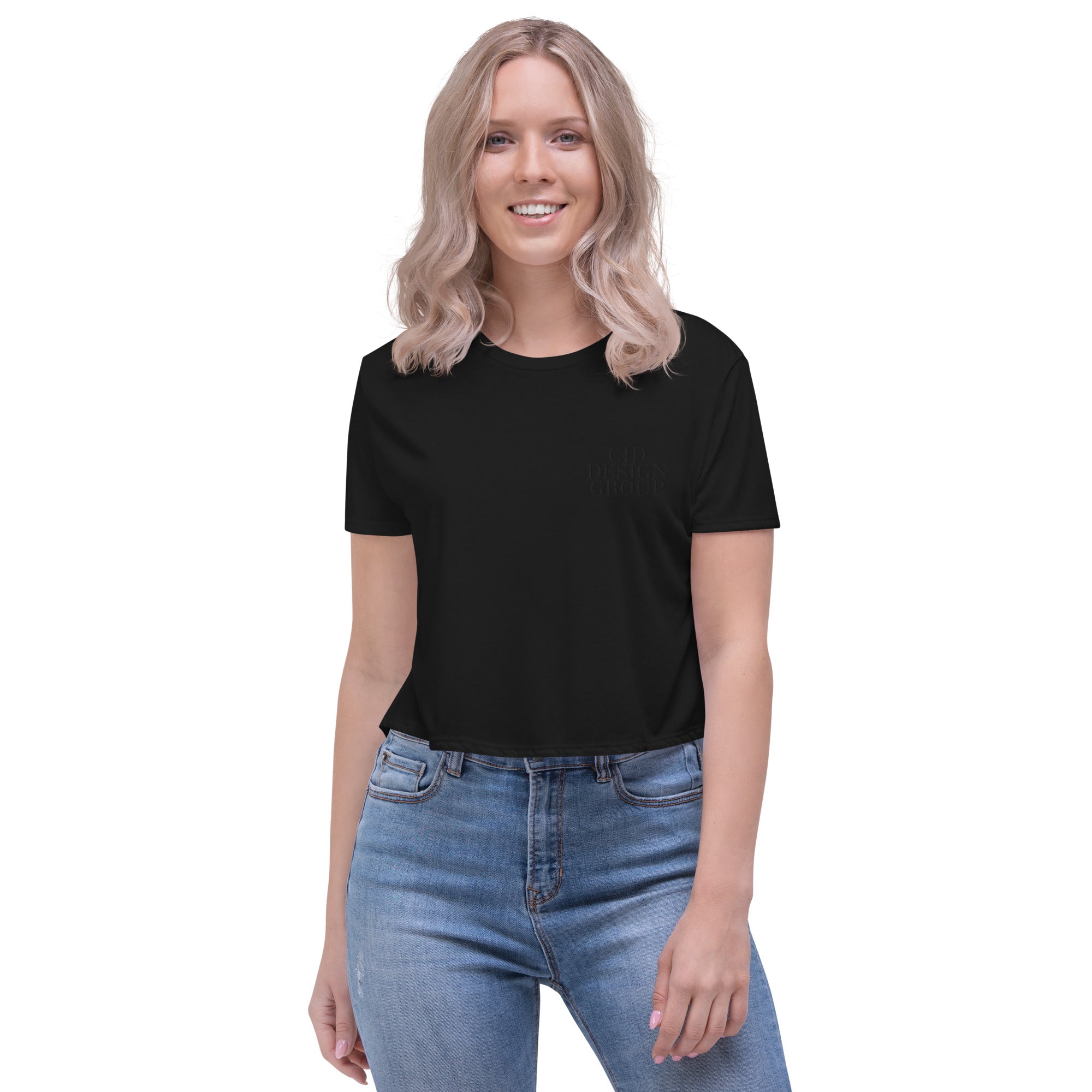 CID Black Embroidered Crop Tee | CID COLLECTIVE by CID DESIGN GROUP