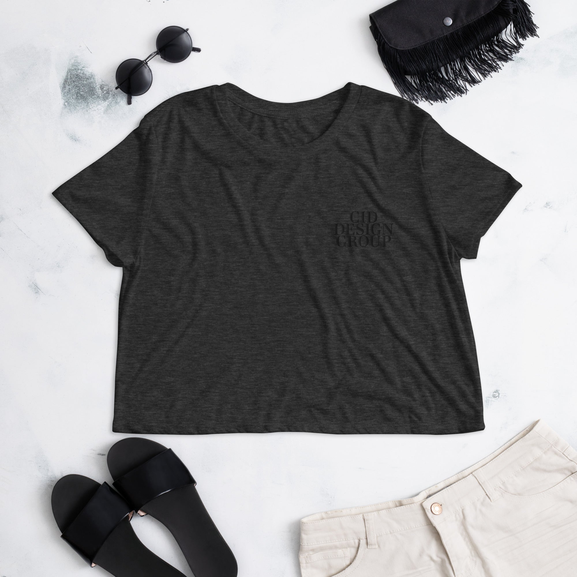 CID Black Embroidered Crop Tee | CID COLLECTIVE by CID DESIGN GROUP